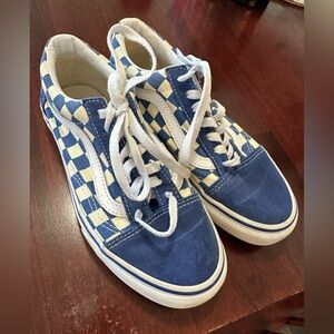 Vans old school checker sneakers. Women’s 5.5 slate blue color . Pre owned.
